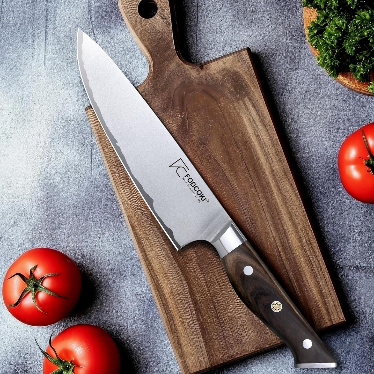 Japanese Chef Knife 8 Inch Kitchen Sharp Knife High Carbon Steel AUS10 with Ebony Wood Handle Professional Chefs Knife for Cutting Meat Vegetable