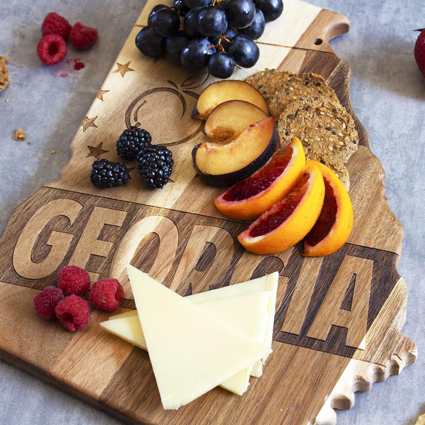 Totally Bamboo Rock & Branch Origins Series New York State Shaped Cutting Board and Charcuterie Serving Tray, Includes Hang Tie for Wall Display