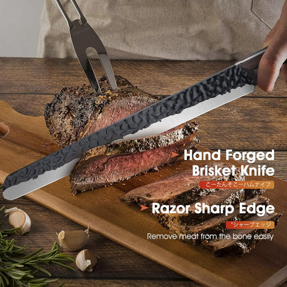 ROCOCO Hand Forged Meat Cleaver Sharp Butcher Knife for Meat Cutting Vegetable Cleaver with Sheath for Home Kitchen Outdoor Camping BBQ Father Mother Gift Idea Men