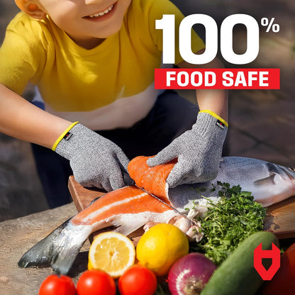 NoCry Kids Cutting Gloves, XXS (4-7 Years) — 100% Food Grade and Level 5 Protection — Comfortable and Lightweight, Yet Tough — Ambidextrous — Ideal for Fishing, Wood Carving and Whittling