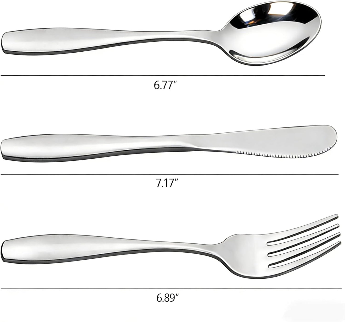 3-Piece Stainless Steel Picnic Cutlery, Portable Silverware Set for Work, Travel Utensil Set w/Case, 4-Pack