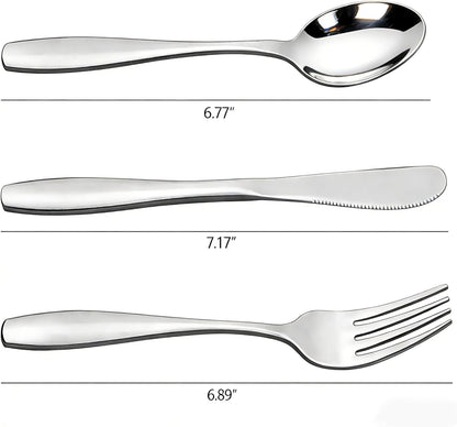 3-Piece Stainless Steel Picnic Cutlery, Portable Silverware Set for Work, Travel Utensil Set w/Case, 4-Pack