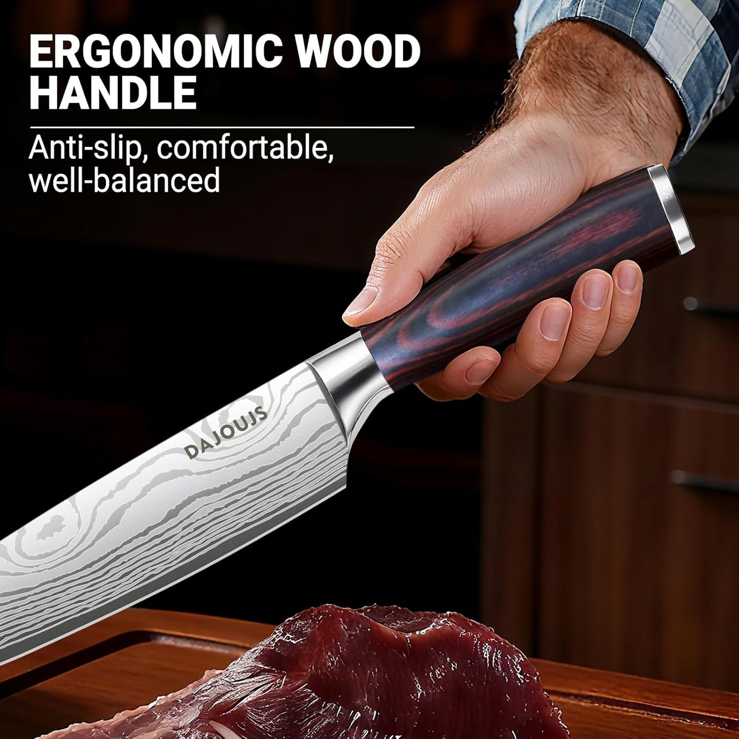 Brisket Knife Meat Carving Knives - 12 Inch Ultra Sharp High Carbon Steel Kitchen Carving Slicing Knife with Ergonomic Wood Handle & Gift Box for Turkey, Meat Cutting, BBQ