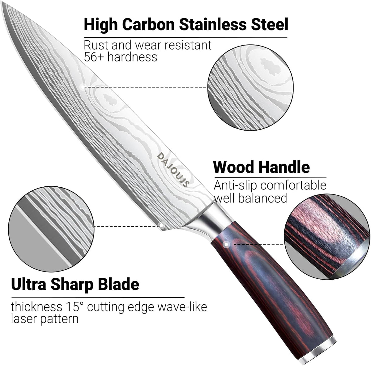 Brisket Knife Meat Carving Knives - 12 Inch Ultra Sharp High Carbon Steel Kitchen Carving Slicing Knife with Ergonomic Wood Handle & Gift Box for Turkey, Meat Cutting, BBQ