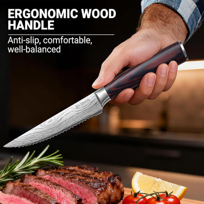 Brisket Knife Meat Carving Knives - 12 Inch Ultra Sharp High Carbon Steel Kitchen Carving Slicing Knife with Ergonomic Wood Handle & Gift Box for Turkey, Meat Cutting, BBQ