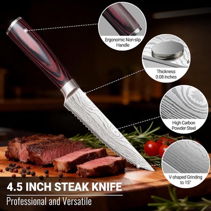 Brisket Knife Meat Carving Knives - 12 Inch Ultra Sharp High Carbon Steel Kitchen Carving Slicing Knife with Ergonomic Wood Handle & Gift Box for Turkey, Meat Cutting, BBQ