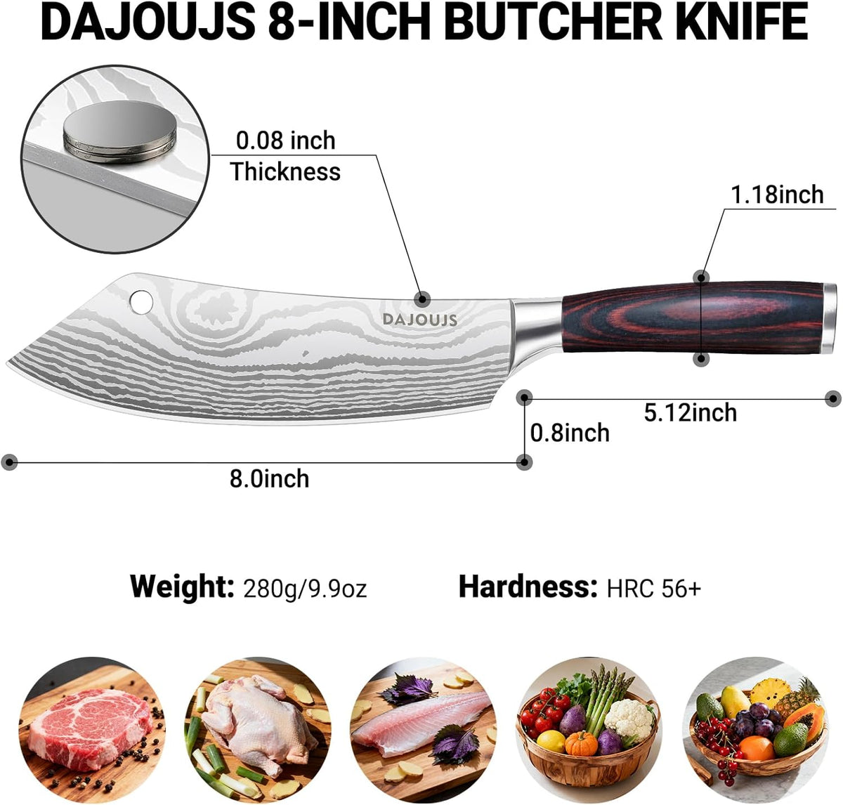 Brisket Knife Meat Carving Knives - 12 Inch Ultra Sharp High Carbon Steel Kitchen Carving Slicing Knife with Ergonomic Wood Handle & Gift Box for Turkey, Meat Cutting, BBQ