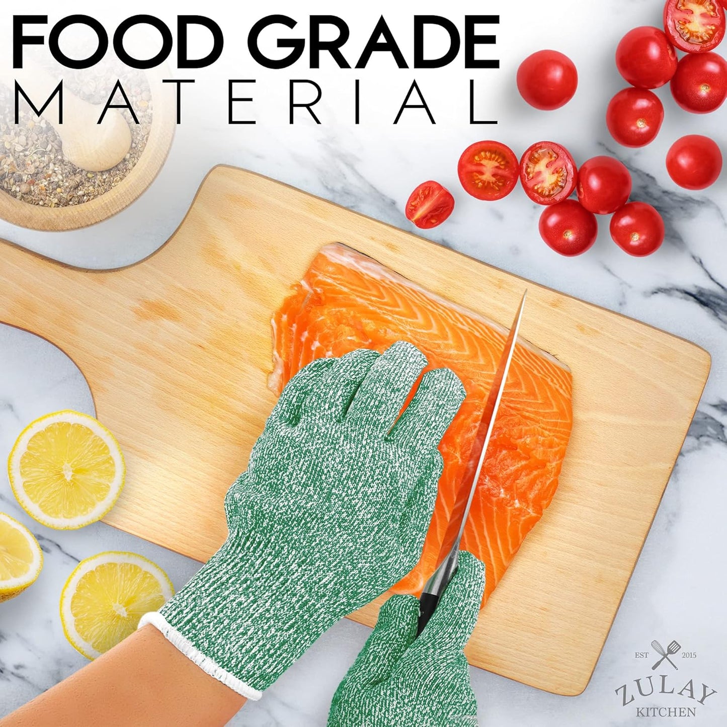 Zulay Cut Resistant Gloves Food Grade Level 5 Protection - Comfortable Safety Cutting Gloves - Cut Resistant Work Gloves