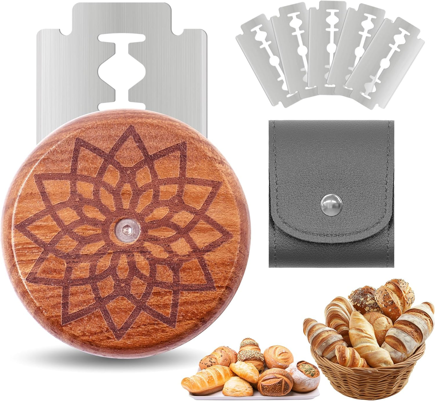 UFO Bread Lame Cutter for Homemade Sourdough,Bread Scorer Tool for Sourdough with 5 Blades and Storage Cover,Slashing Tool Bread Cutting Knife for Artisan Bread and Baguette Makers,Circle