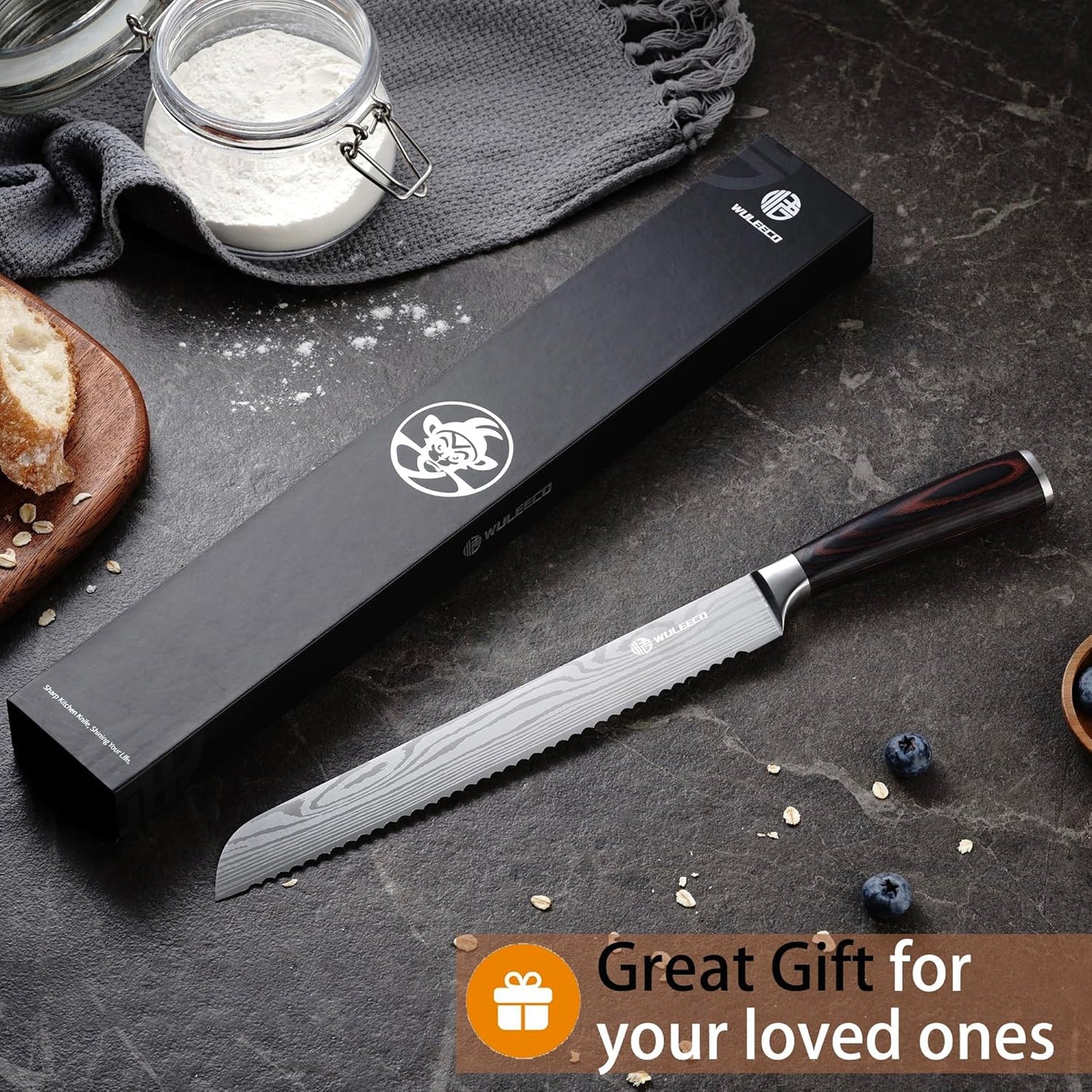 Utility Knife, 5 Inch Chef Knife, Ultra Sharp Kitchen Knife with High Carbon Stainless Steel Blade, Multipurpose Kitchen Knife with Ergonomic Pakkawood Handle and Gift Box
