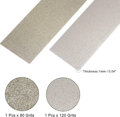 uxcell Diamond Whetstone Sharpening Stone, 170mm x 75mm 80 Grit 120 Grit Sharpener Grinding Plate Abrasive Tool Set 2pcs