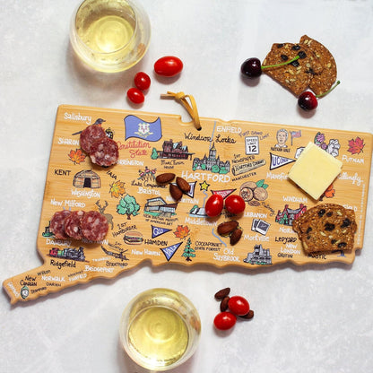 Totally Bamboo Tennessee State Shaped Cutting Board and Charcuterie Serving Platter with Artwork by Fish Kiss, Includes Hang Tie for Wall Display - Colors A