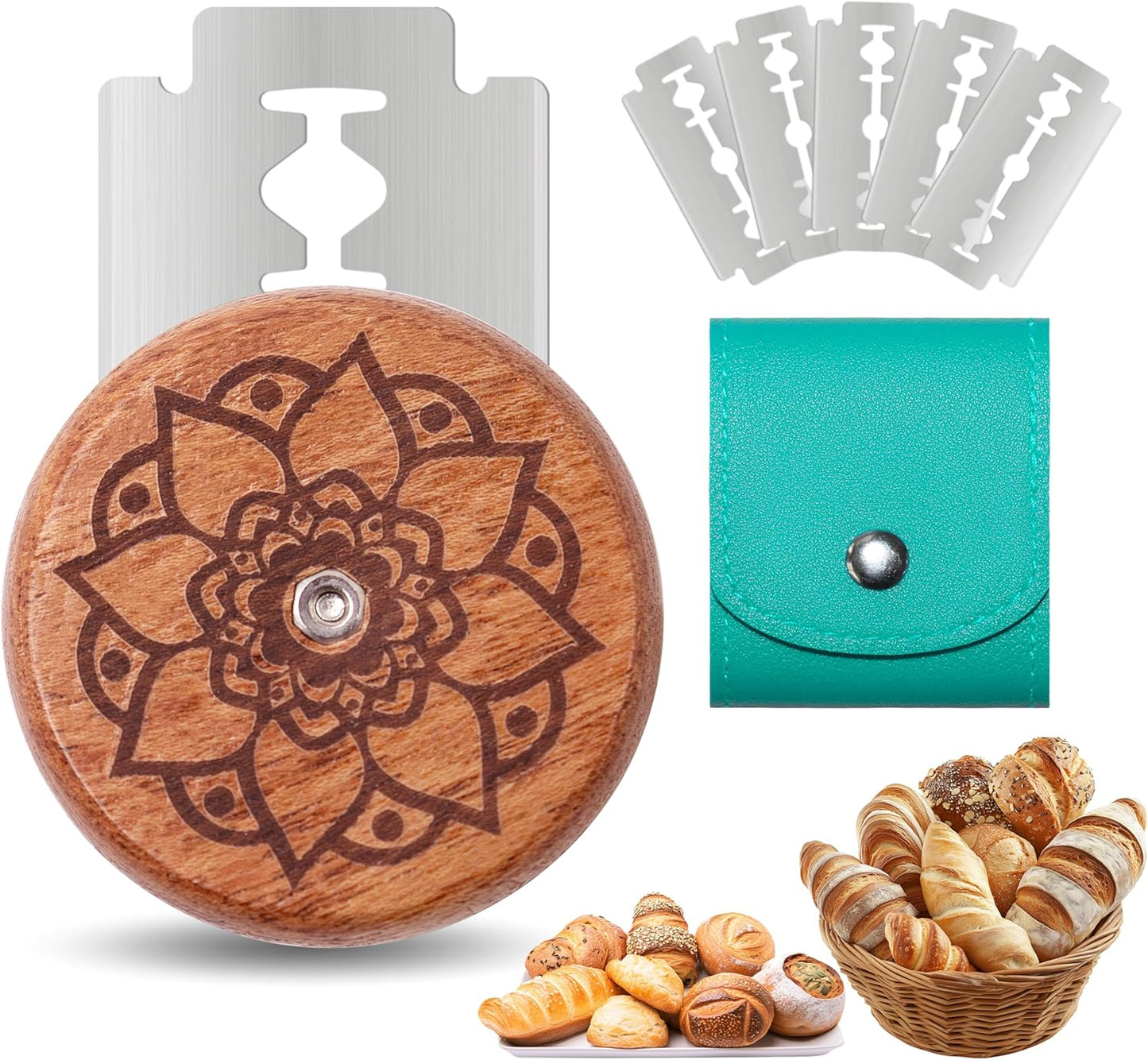 UFO Bread Lame Cutter for Homemade Sourdough,Bread Scorer Tool for Sourdough with 5 Blades and Storage Cover,Slashing Tool Bread Cutting Knife for Artisan Bread and Baguette Makers,Circle