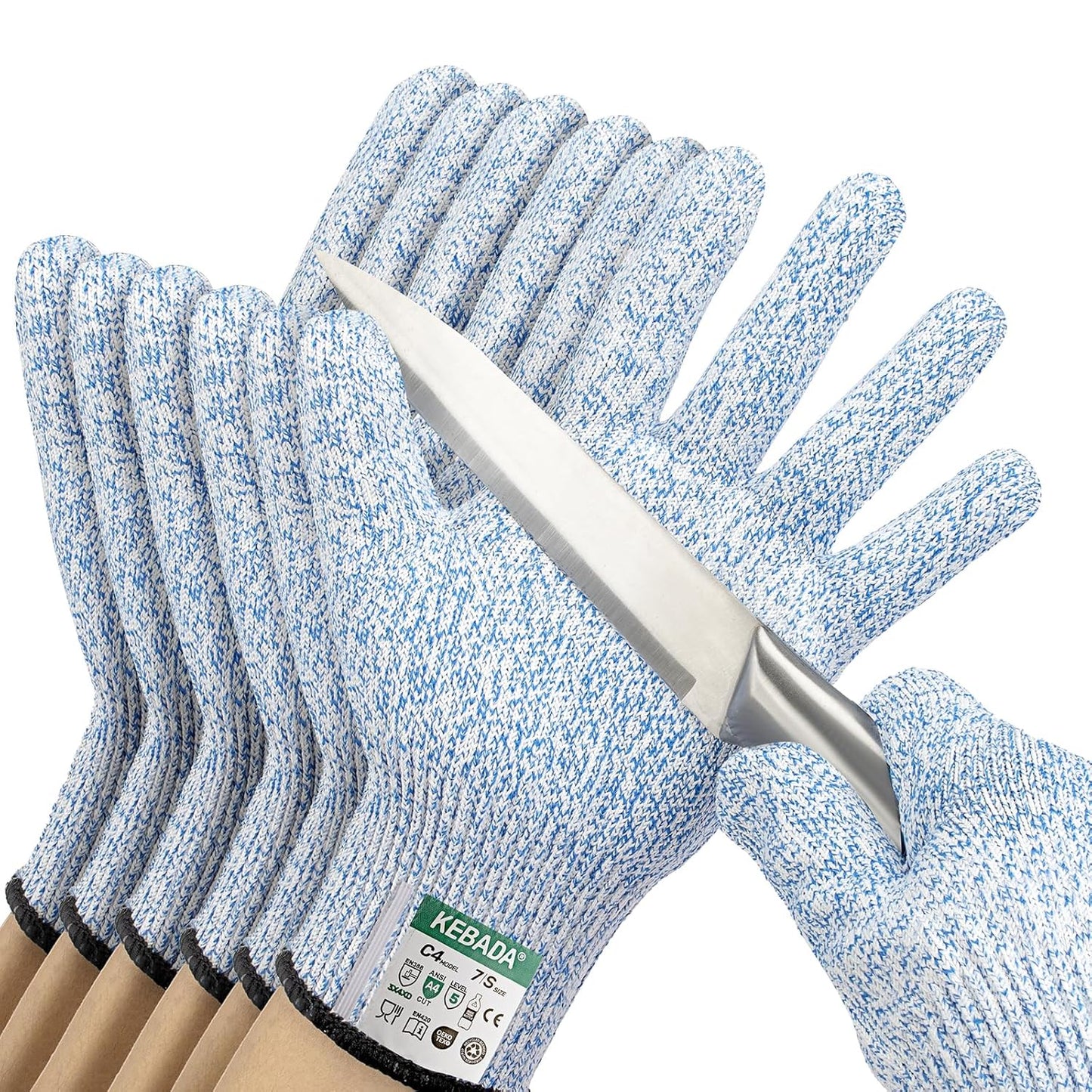 Kebada Cut Resistant Gloves, ANSI A2 Cutting Glove, PU Coated, Touchscreen, Multi-Purpose Model C2, 3 Pairs, Large
