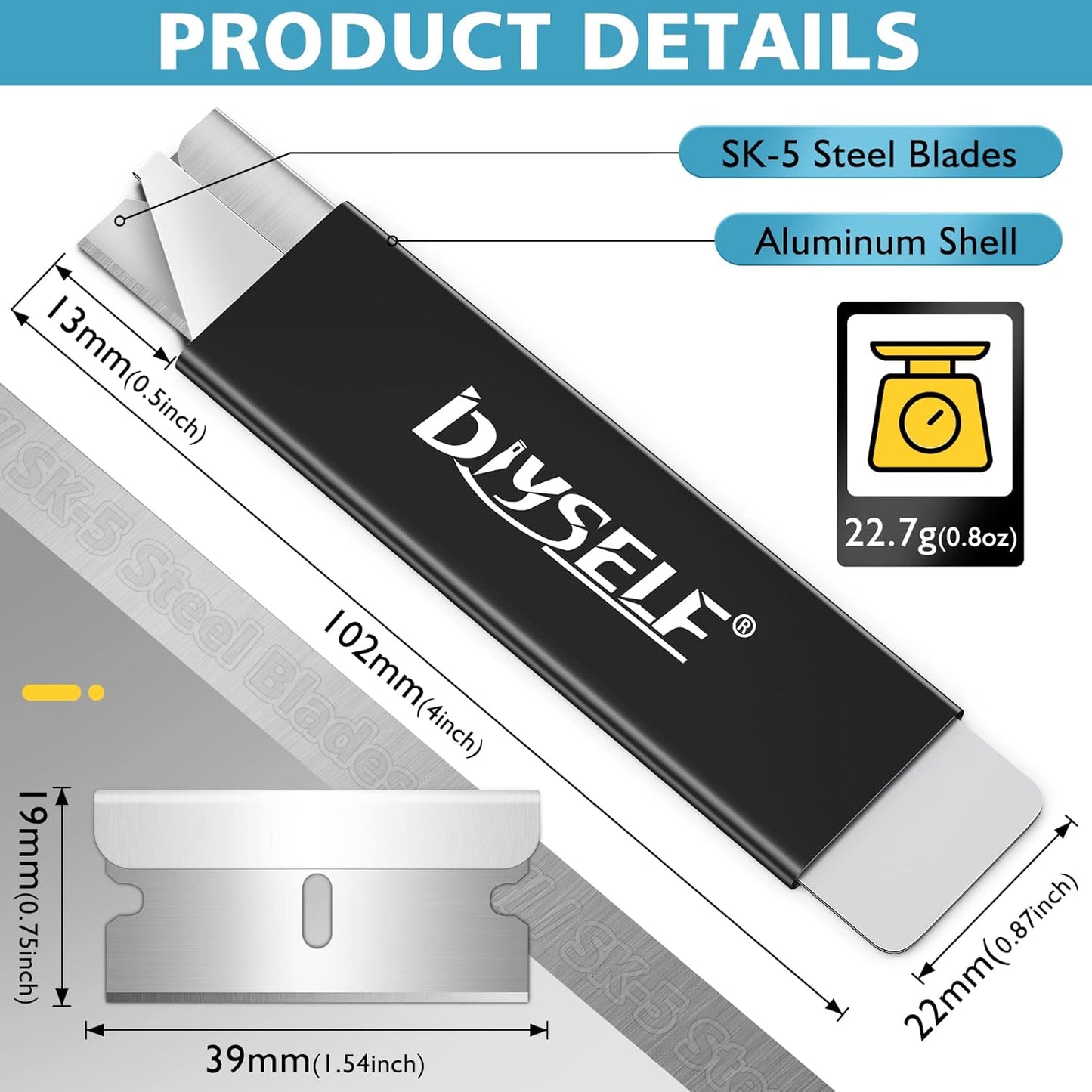 Box Cutters, 12 Pack Box Cutter Retractable, Box Cutters Knife with Single Edge Razor Blade, Utility Knife All Metal Shell, Letter Opener for Packages, Boxes, and Paper