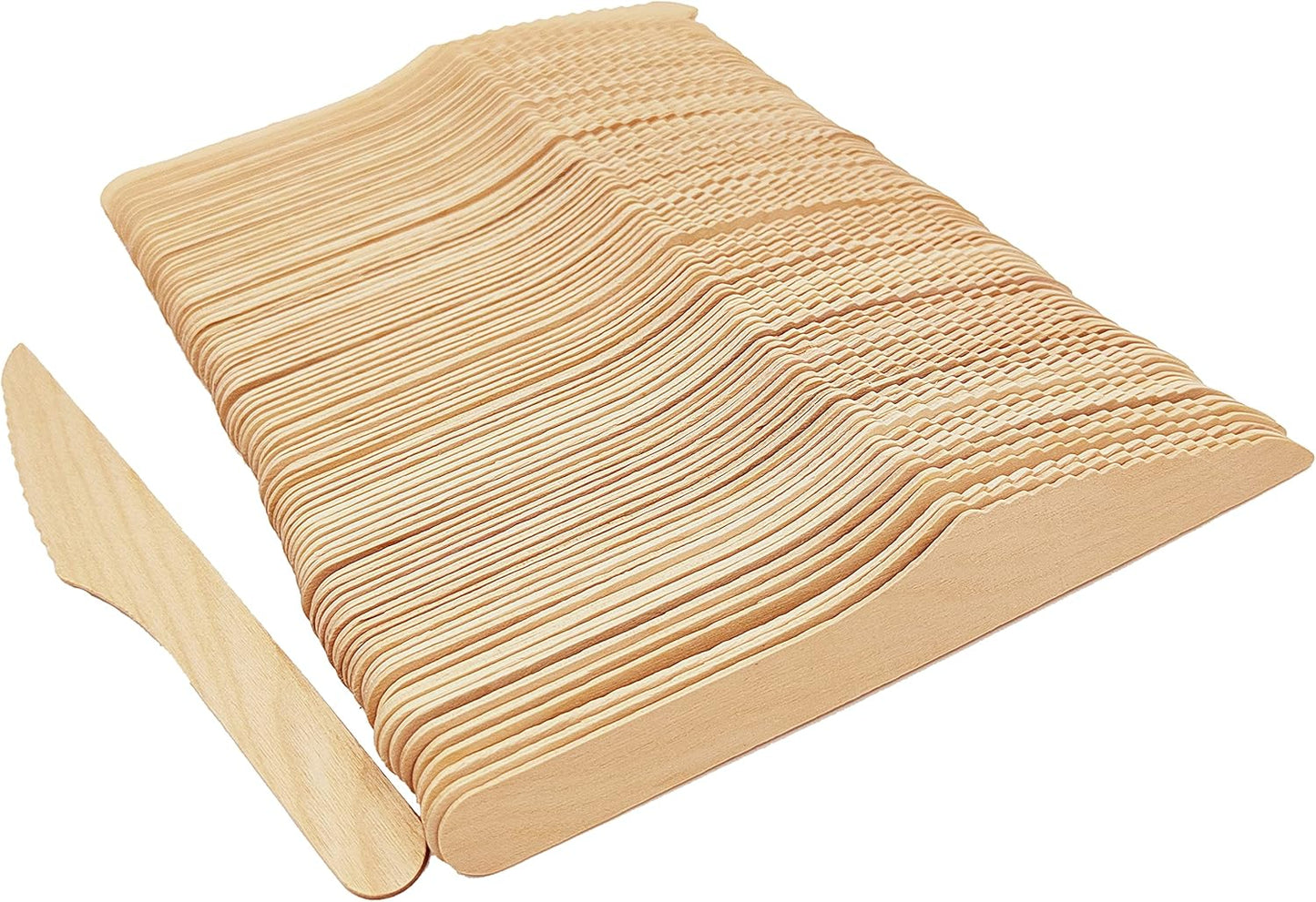 200 Disposable Knives - 6.5 Inch Long Wooden Cutlery - Biodegradable Silverware for Catering Formal Events, Parties, Picnics, Camping, Travel, Weddings, and Other Occasions
