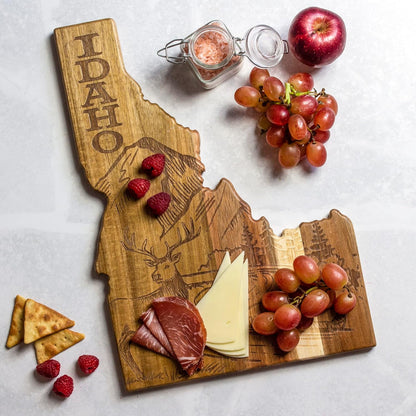 Totally Bamboo Rock & Branch Origins Series New York State Shaped Cutting Board and Charcuterie Serving Tray, Includes Hang Tie for Wall Display