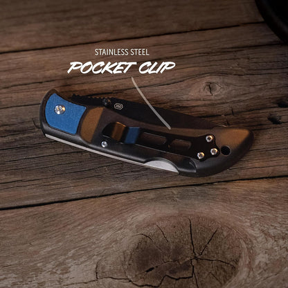 OUTDOOR EDGE 3.5" RazorLite EDC Knife. Pocket Knife with Replaceable Blades and Clip. The Perfect Hunting Blade for Skinning Deer. Blaze Orange with 6 Blades
