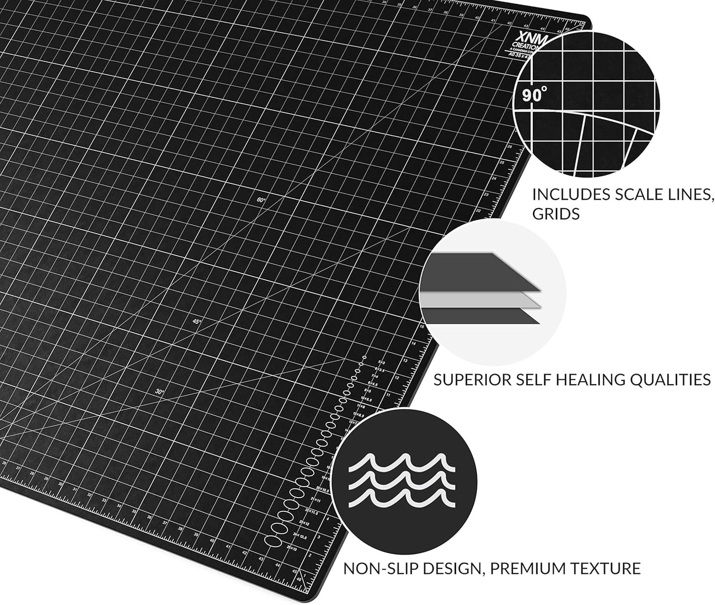 XNM Premium Self Healing Cutting Mat - 8 Inches by 11 inches - A4, 3 Layer Quality PVC Construction - Dual Sided, Imperial and Metric Grid Lines - Perfect for Cutting, Sewing, and Crafts