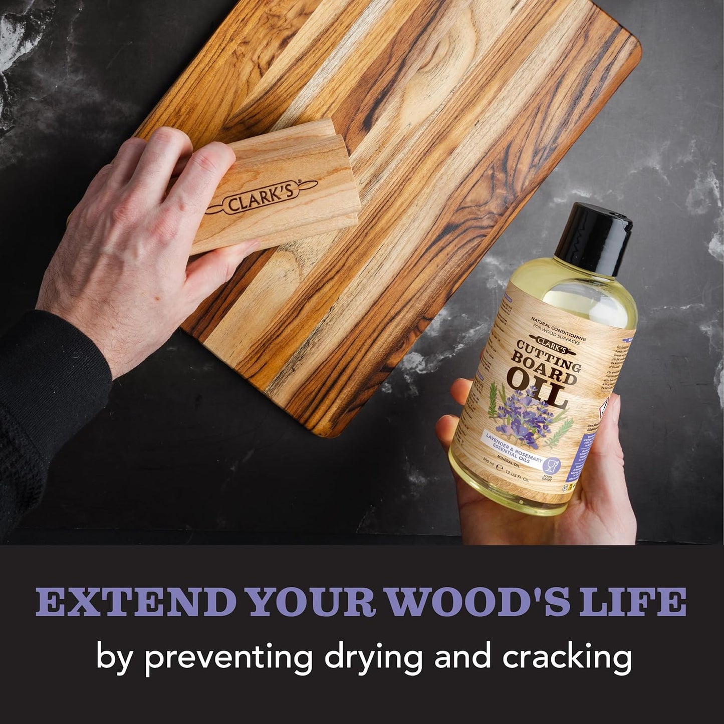 CLARK'S Cutting Board Oil - Coconut Extract Oil for Cutting Board - Made with Fractionated Coconut Oil for Kitchen Countertops, Butcher Blocks, Wooden Bowls and Utensils