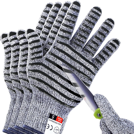Cutting Gloves, 2 Pairs Cut Resistant Gloves, Cut Proof Gloves Kitchen, Cutting Gloves for Chef, Cut Gloves, Grey