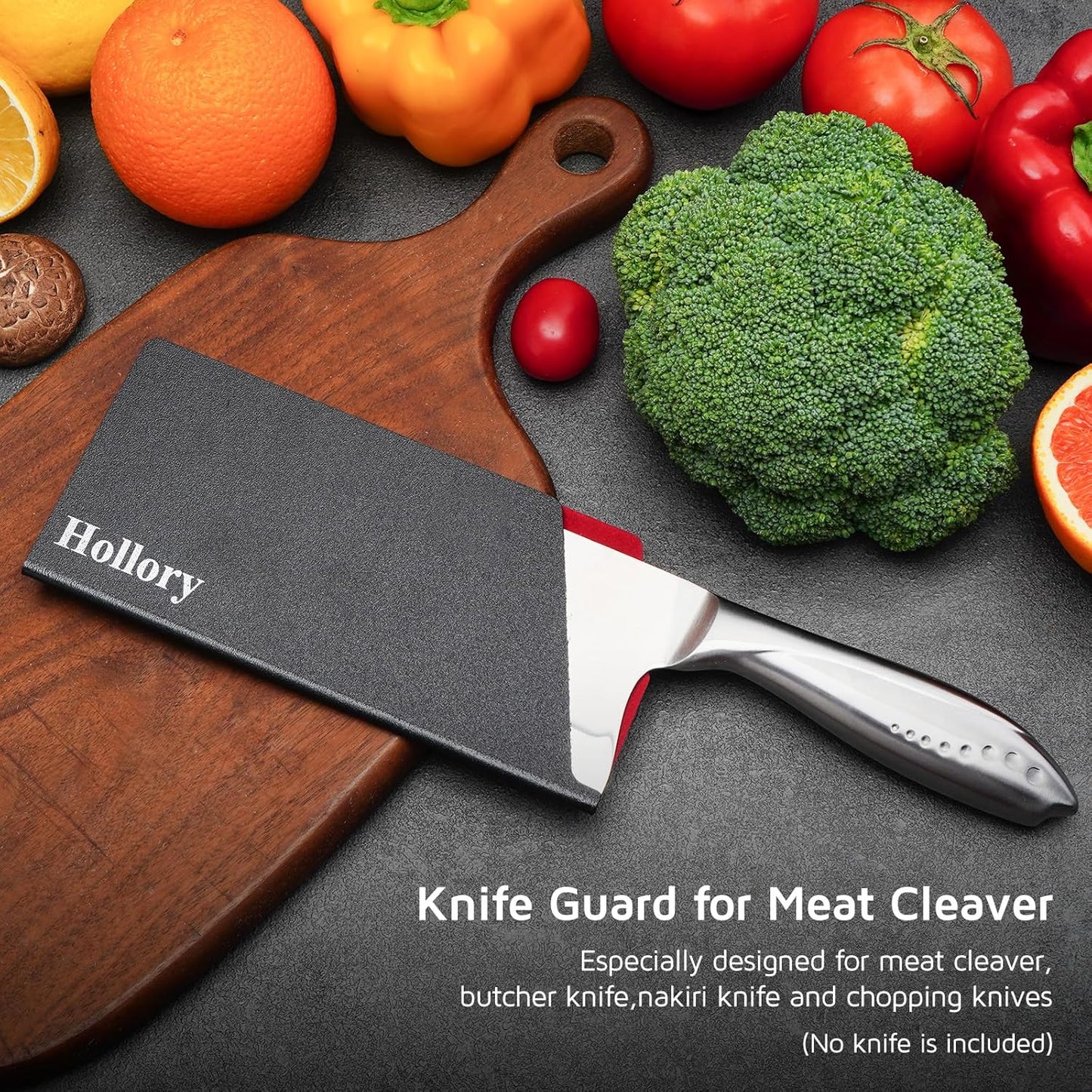 Kitchen Knife Guards Set, Universal Blade Covers, Abs Plastic BPA-Free Blade Protector with Velvet Lining, Professional Kitchen Knife Storage Solution for Home Cooks, Black (2 Pcs)