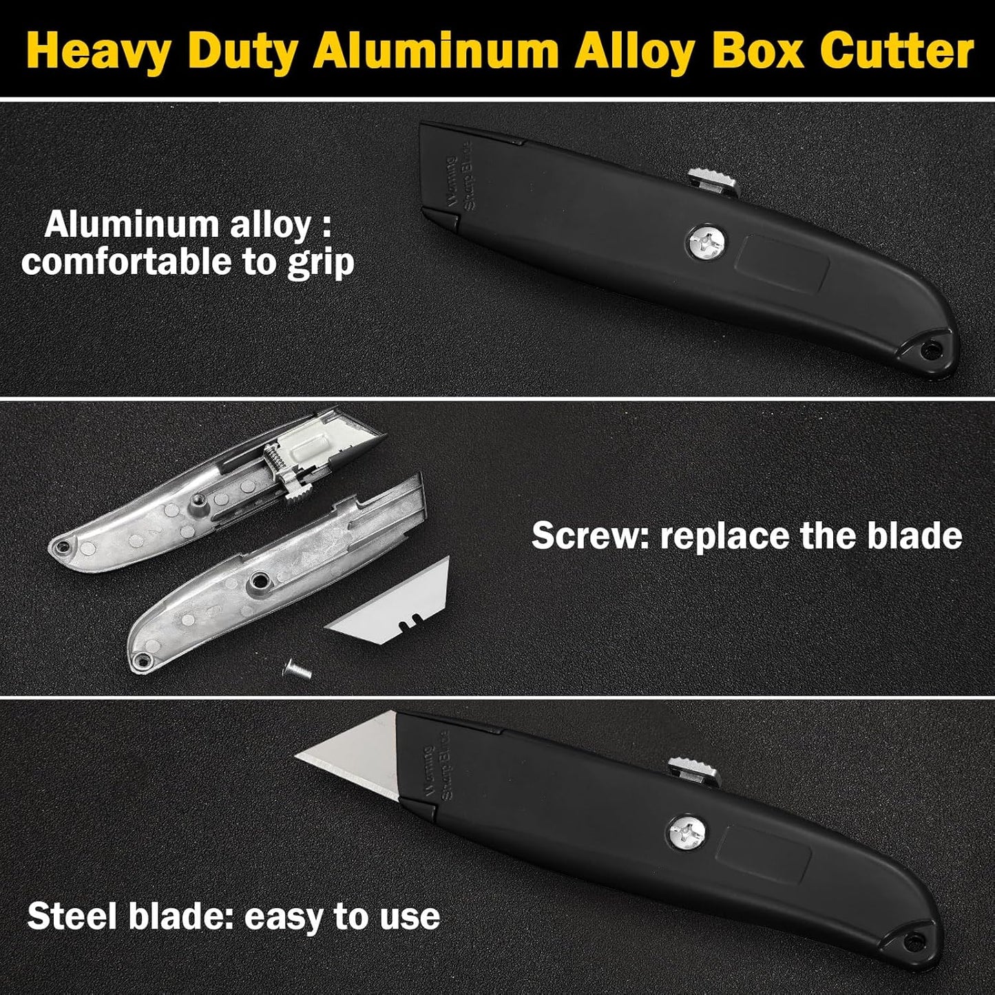 Reginary 20 Pcs Box Cutter Bulk Retractable Utility Knife Heavy Duty Aluminum Alloy Razor Knife for Cardboard Box Carton Opener for DIY, Factory, Home Office(Red, Yellow, Blue, Green)