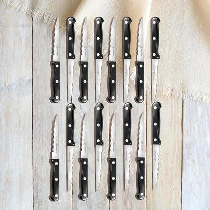 Upgraded Steak Knives Set of 8, Uncoated Stainless Steel Serrated Steak Knife Set, 4.5 Inch Steak Knife with Ergonomic Handle and Sharp Blades, Dishwasher Safe Dinner Knives for Kitchen, Restaurant