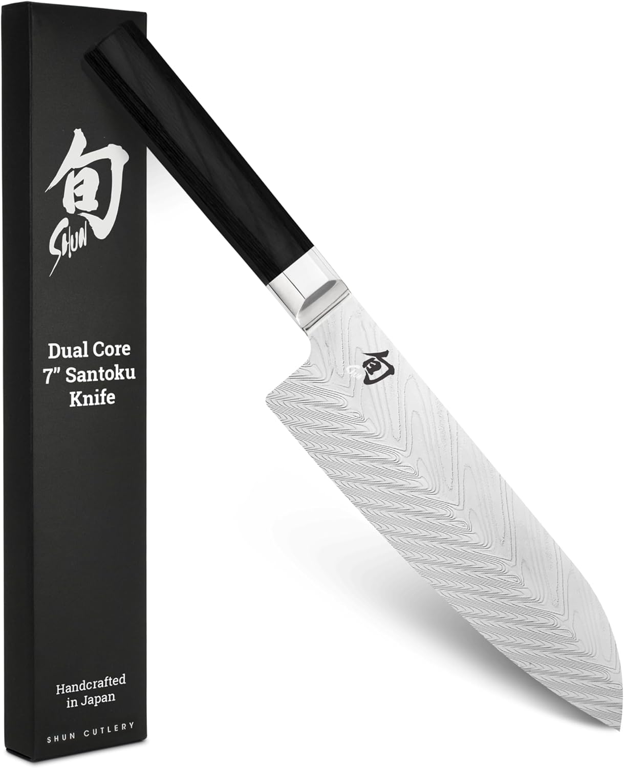 Dual Core 7" Santoku Knife | Handcrafted Japanese All Purpose Knife, VG10 and VG2 Damascus Steel Blade, Pakkawood Handle