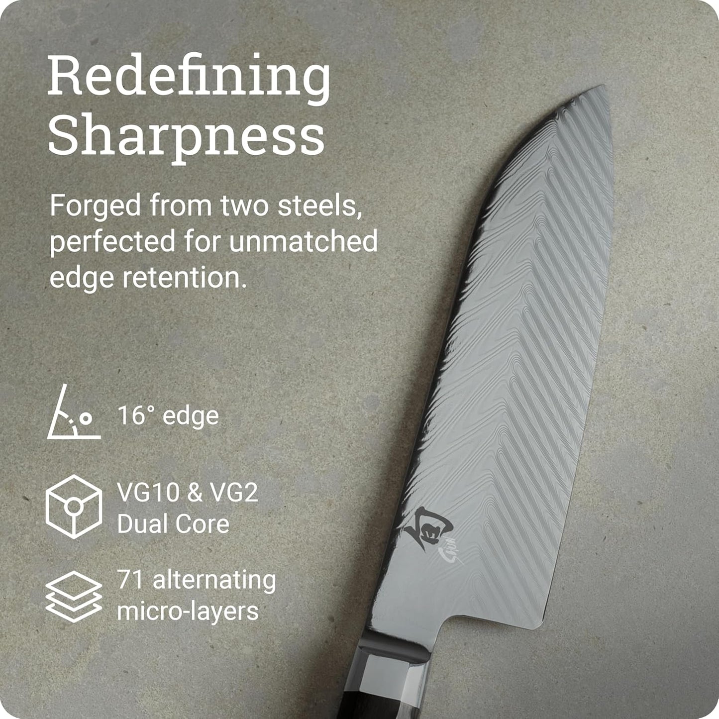Dual Core 7" Santoku Knife | Handcrafted Japanese All Purpose Knife, VG10 and VG2 Damascus Steel Blade, Pakkawood Handle