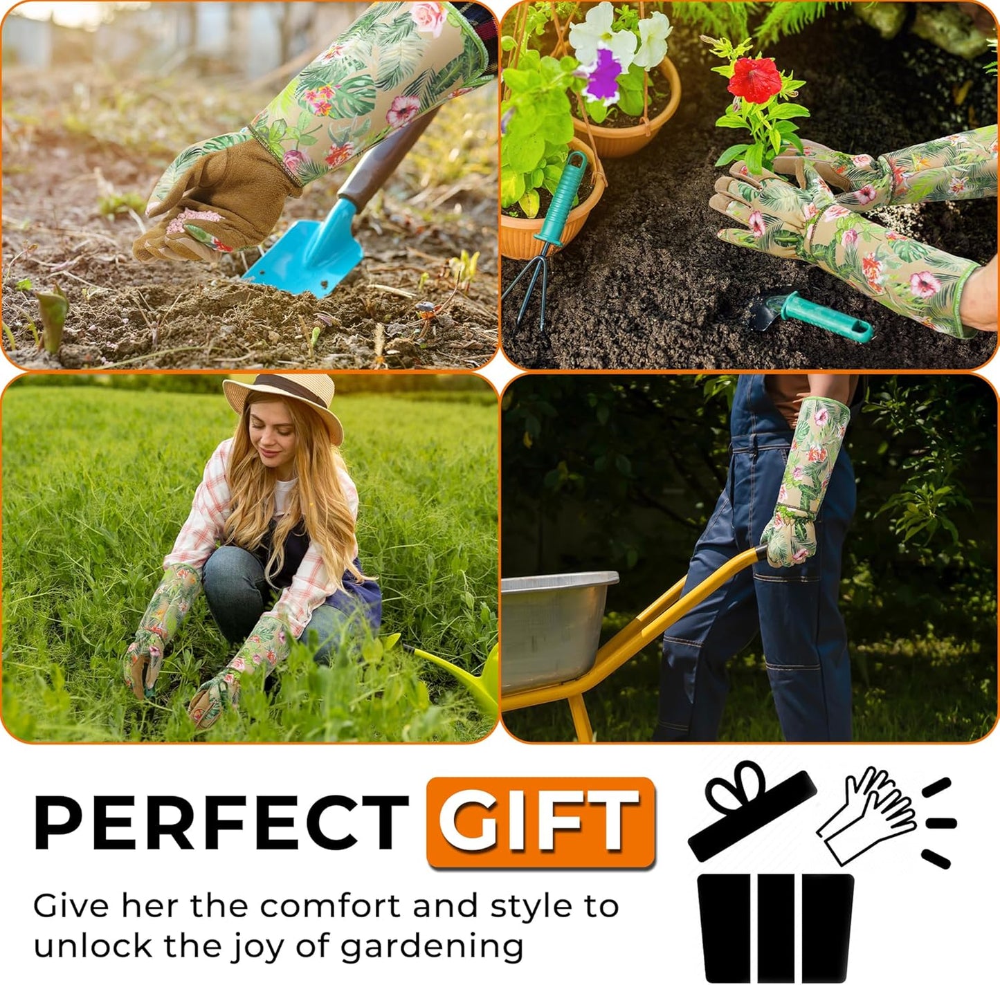 HANDLANDY Rose Pruning Gloves for Men & Women, Long Thorn Proof Gardening Gloves, Breathable Pigskin Leather Gauntlet, Best Garden Gifts & Tools for Gardener
