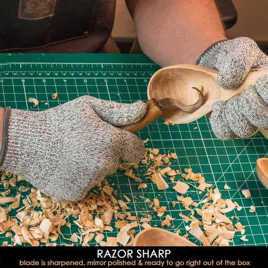 BeaverCraft Spoon Carving Hook Knife SK1 - Spoon Carving Tools Right-Handed - Crooked Whittling Knife for Spoons Kuksa Bowls and Cups, Whittling Tools for Beginners and Professional Carvers