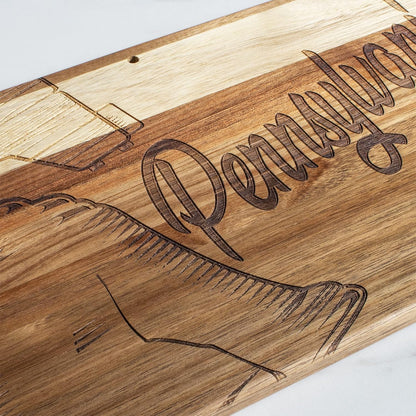 Totally Bamboo Rock & Branch Origins Series New York State Shaped Cutting Board and Charcuterie Serving Tray, Includes Hang Tie for Wall Display