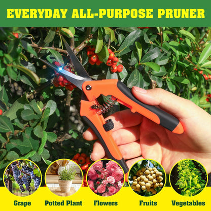 EWPJDK 4 Pack Garden Shears, Stainless Steel Shears Gardening Tools, Scissors, Garden Clippers, Pruning Shears for Gardening Shears & Scissors (Orange Green)