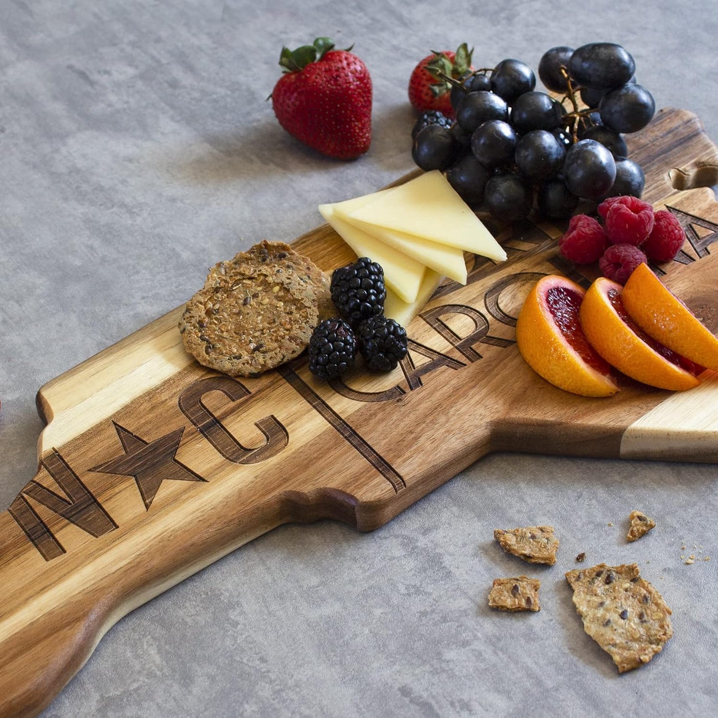 Totally Bamboo Rock & Branch Origins Series New York State Shaped Cutting Board and Charcuterie Serving Tray, Includes Hang Tie for Wall Display