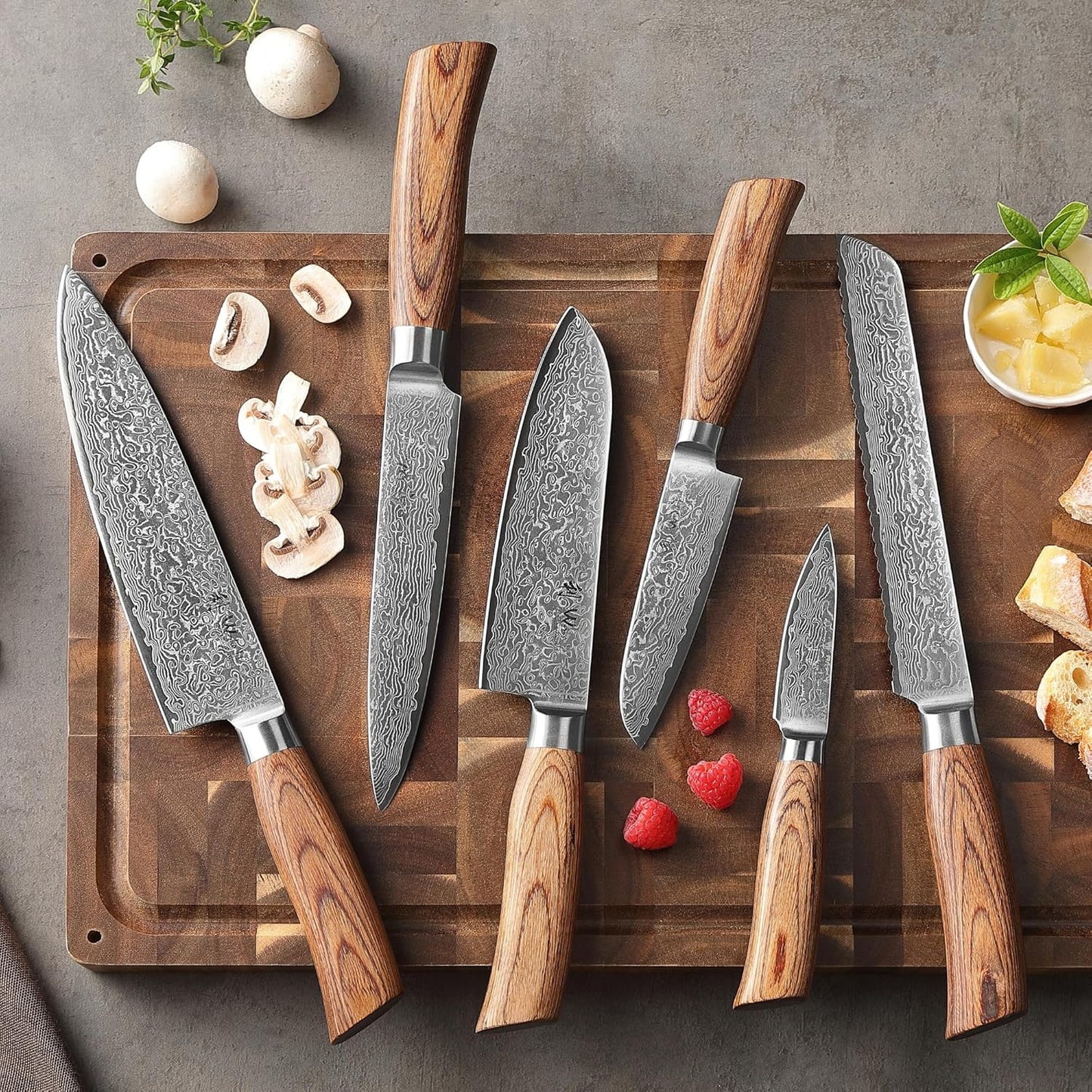 Wakoli EDIB Pro Premium Kiritsuke Chef's Knife – Japanese-Style Kitchen Knife | 8-Inch Blade Made of 67-Layer Genuine Damascus Steel with Pakkawood Handle | Sharp, Durable, Professional Cooking Tool
