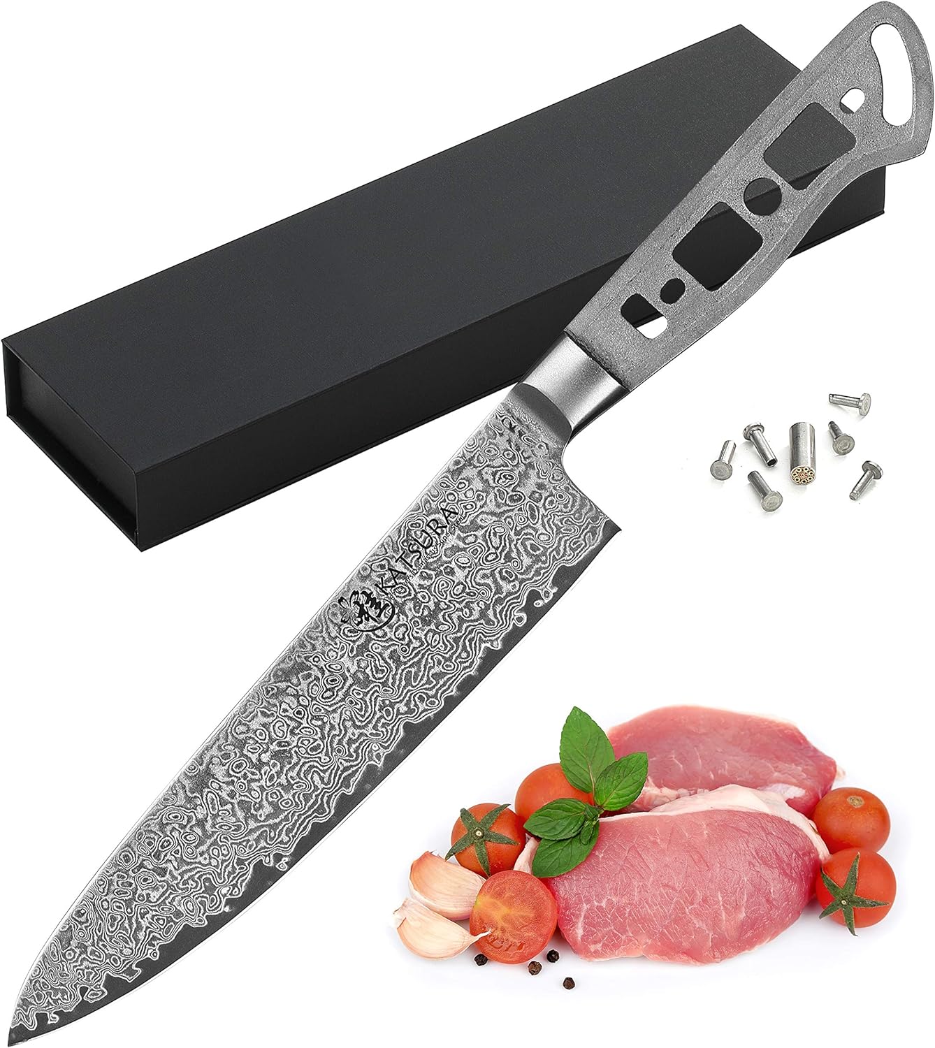 KATSURA Woodworking Project Kit – Gyuto Chef Knife Blank – 8 Inch – 45mm Wide Blade – Japanese Premium AUS 10, 67 Layers Damascus Steel