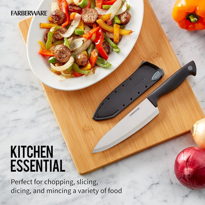 Farberware EdgeKeeper 6 Inch Chef Knife with Self-Sharpening Blade Cover, High-Carbon Stainless Steel Kitchen Knife for Slicing, Dicing, and Mincing