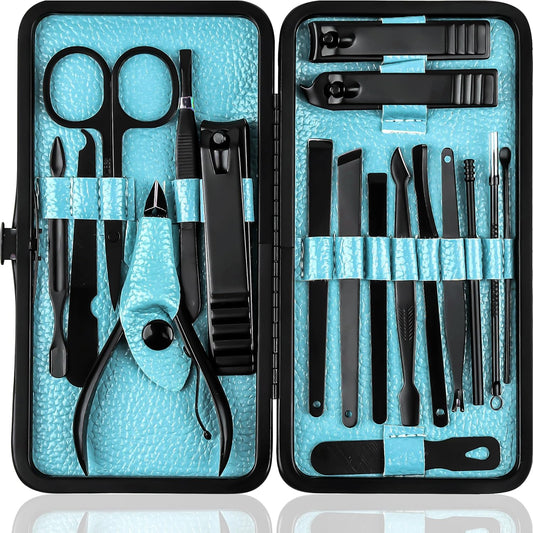 Utopia Care, Manicure Kit for Women and Men, Manicure Set with Nail Clippers or Nail Kit Includes Fingernail & Toenail Clippers, 31Pcs Pedicure Kit Stocking Stuffers with Travel Case, Black