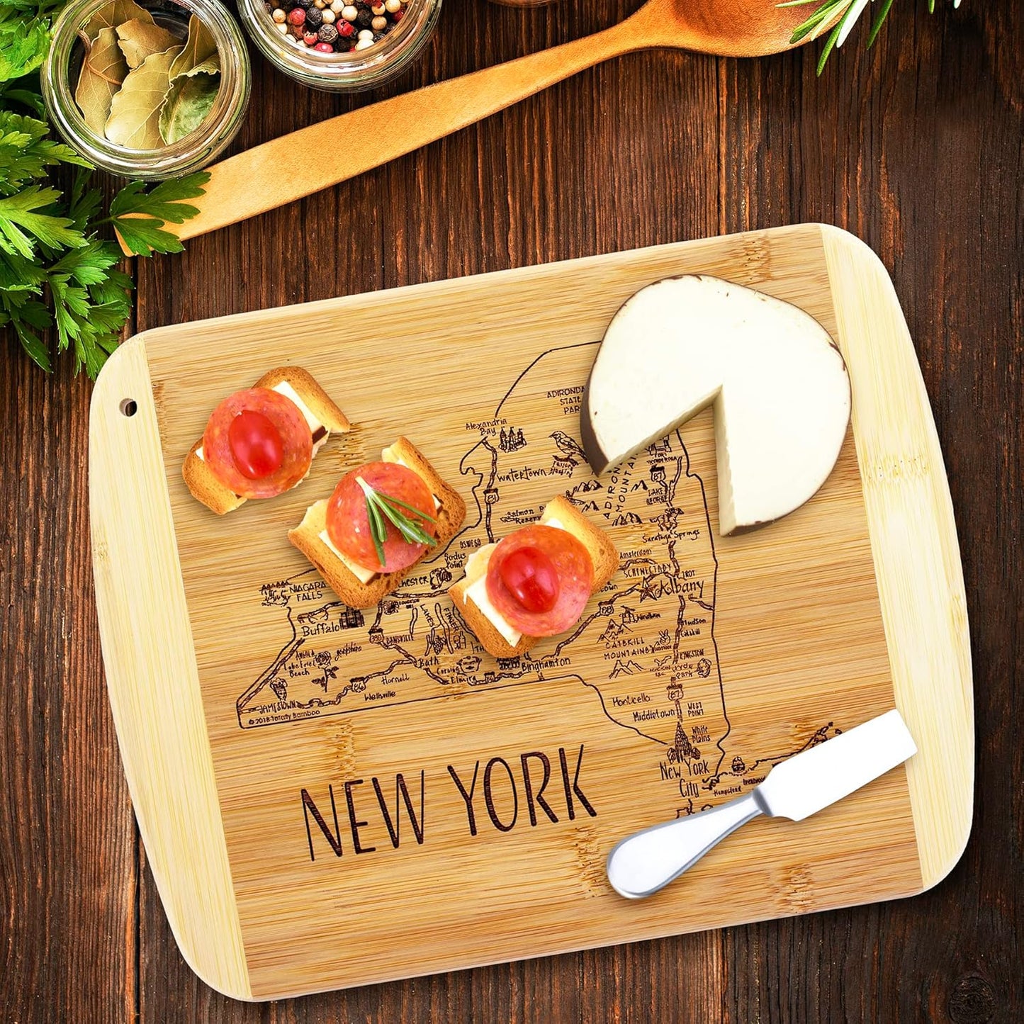 Totally Bamboo A Slice of Life New Jersey State Serving and Cutting Board, 11" x 8.75" - Colors A