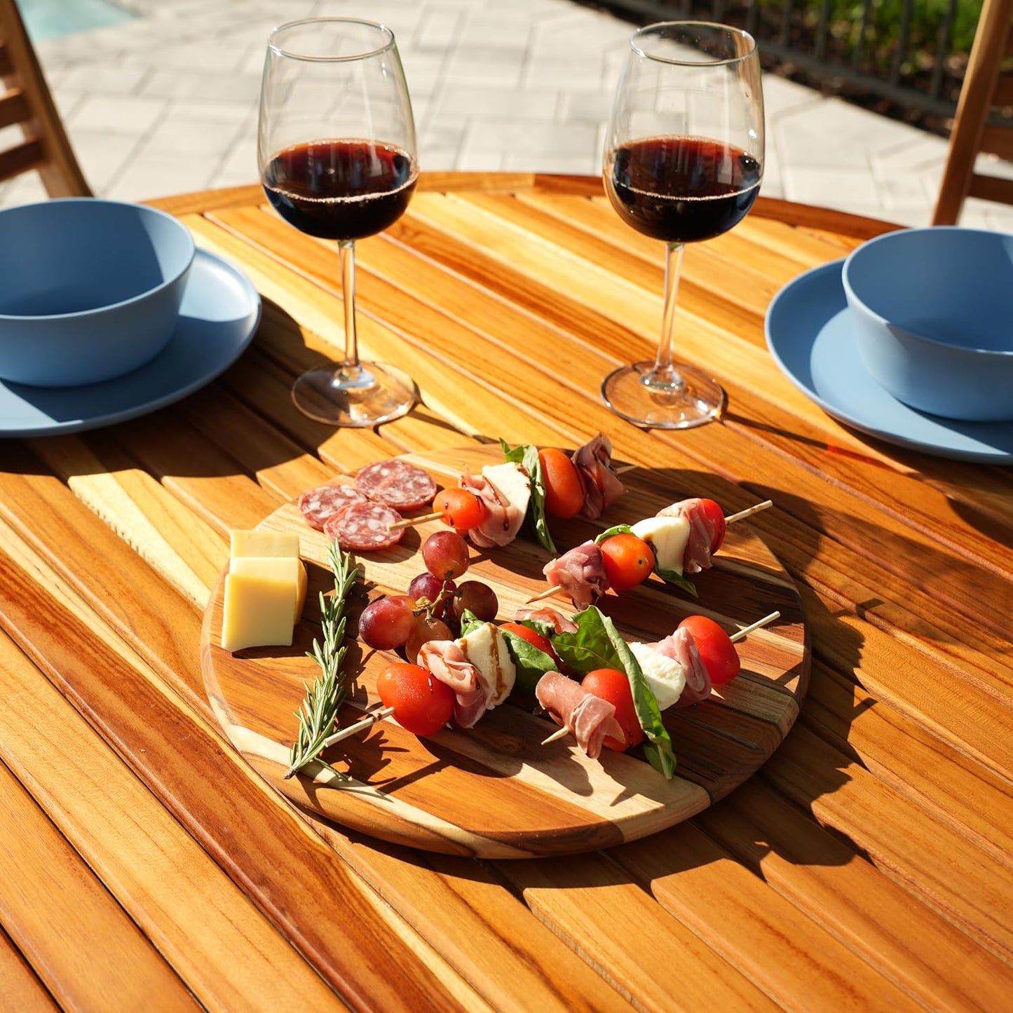 EcoDecors 18"x14" Extra Large Teak Cutting Board, Edge Grain Wood with Juice Groove & Handle, FSC Certified for Kitchen, Carving & Butcher Block Prep