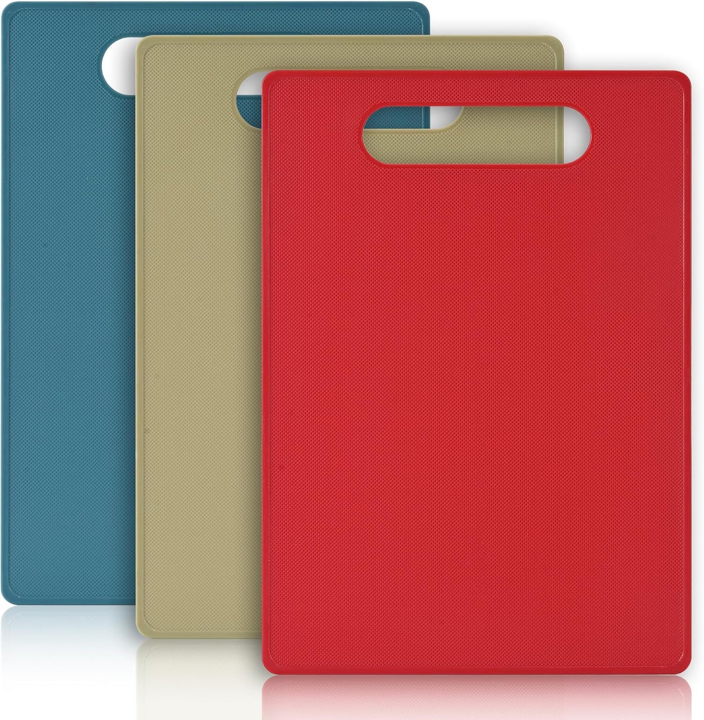 Luckyiren Premium Plastic Cutting Board Set – 3-Pack BPA-Free, Reversible, Easy to Clean, Durable and Lightweight – Ideal for Meat, Vegetables, and Seafood – 14 x 10 inch, Kitchen Essential