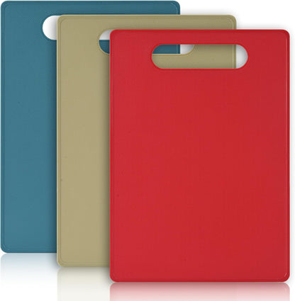 Luckyiren Premium Plastic Cutting Board Set – 3-Pack BPA-Free, Reversible, Easy to Clean, Durable and Lightweight – Ideal for Meat, Vegetables, and Seafood – 14 x 10 inch, Kitchen Essential