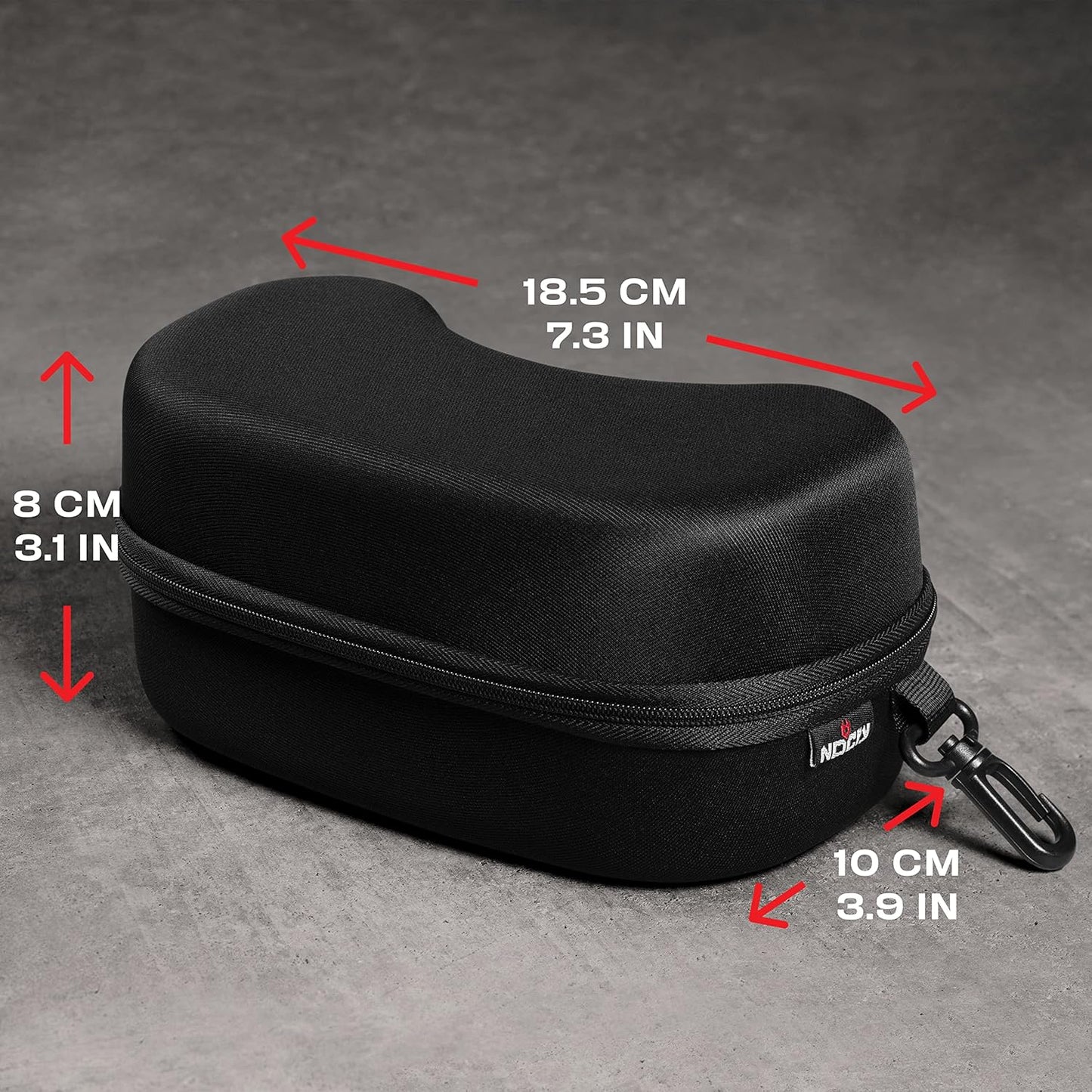 NoCry Water Resistant Safety Glasses Case with Clip - Heavy Duty Semi Hard Large Sunglasses Holder for Men and Women with Cleaning Cloth