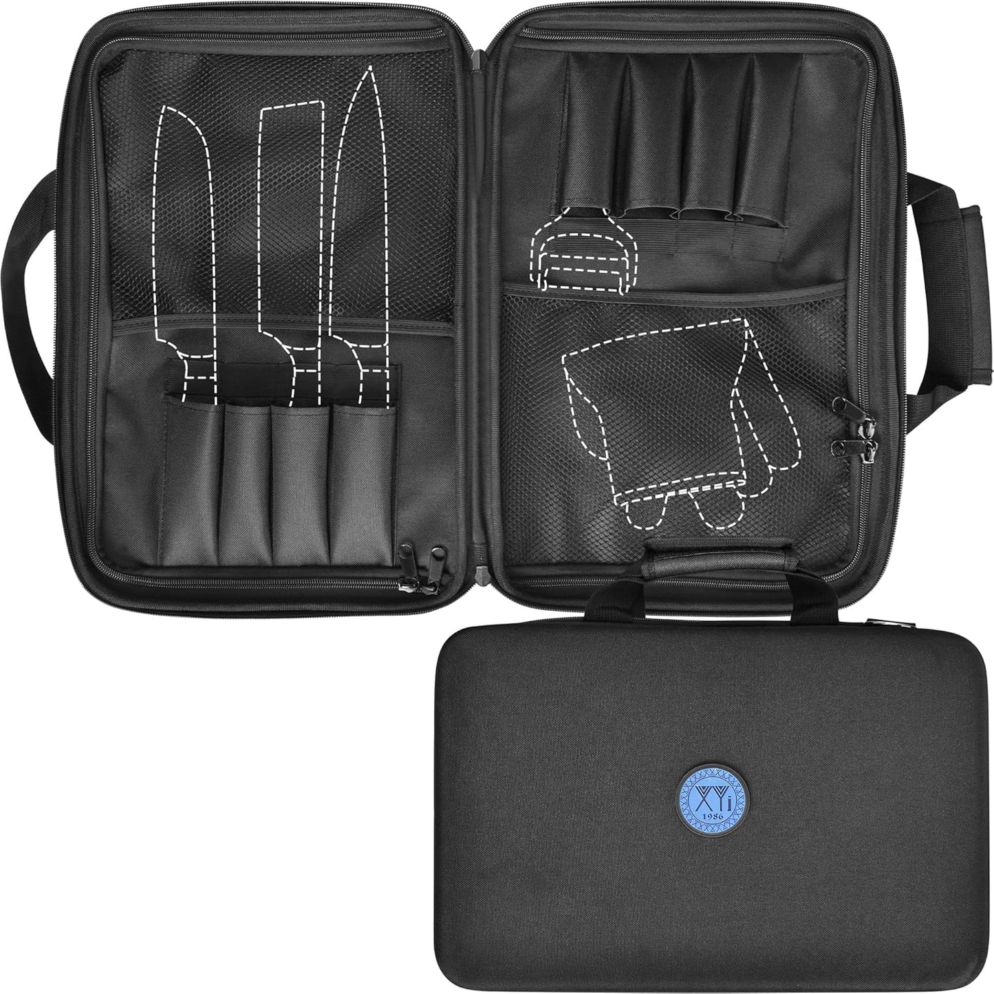 XYJ 26 Slots Knife Bag, Oxford Cloth Carrying Case, Professional Chef Knife Storage Case, Knife Carrier Travel Knives Roll Bag for Kitchen Knives Accessories Utensil