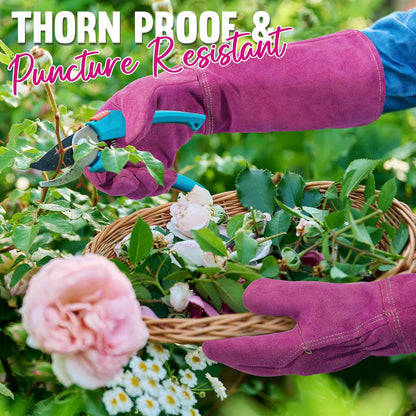 HANDLANDY Rose Pruning Gloves for Men & Women, Long Thorn Proof Gardening Gloves, Breathable Pigskin Leather Gauntlet, Best Garden Gifts & Tools for Gardener