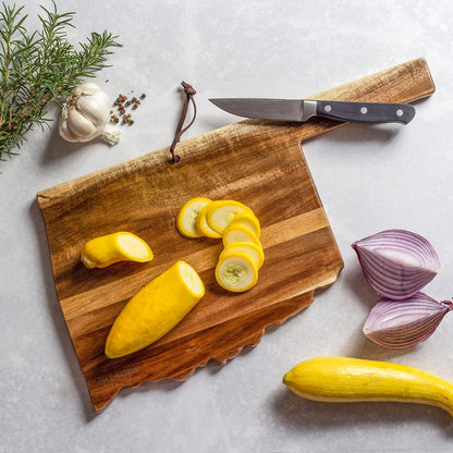 Totally Bamboo Rock & Branch Origins Series New York State Shaped Cutting Board and Charcuterie Serving Tray, Includes Hang Tie for Wall Display