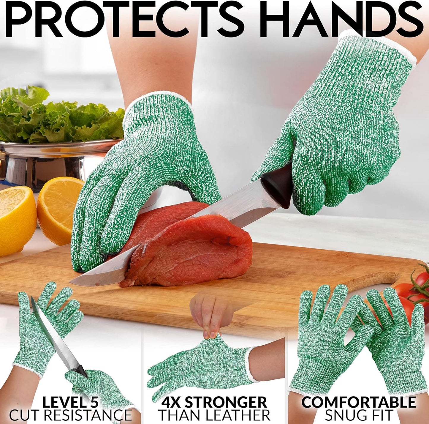 Zulay Cut Resistant Gloves Food Grade Level 5 Protection - Comfortable Safety Cutting Gloves - Cut Resistant Work Gloves