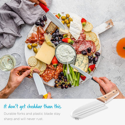 Dreamfarm Knibble Lite 3-In-1 Non-Stick Cheese Knife for Charcuterie, Slicing, Spreading, with Built-In Fork to Serve & Share Foods - 9" Black