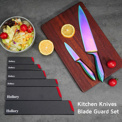 Kitchen Knife Guards Set, Universal Blade Covers, Abs Plastic BPA-Free Blade Protector with Velvet Lining, Professional Kitchen Knife Storage Solution for Home Cooks, Black (2 Pcs)